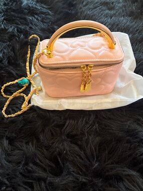 Pink Quilted Heart Top-Handle Crossbody Bag by